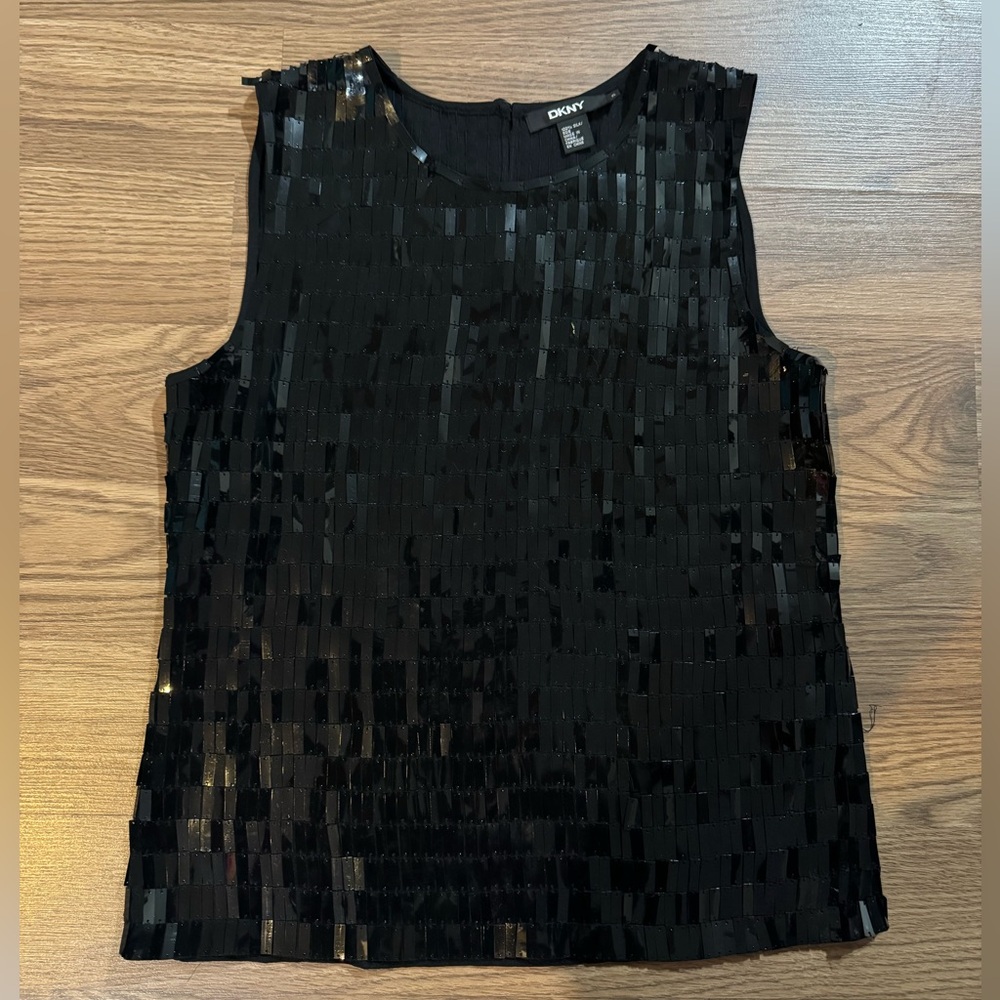 DKNY Sequin Black Sleeveless Blouse